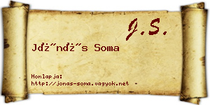 Jónás Soma névjegykártya